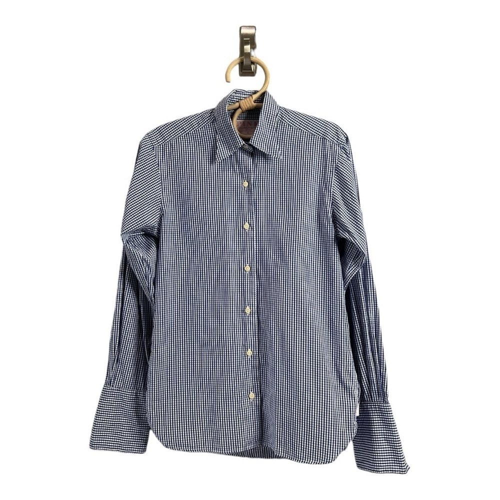 Thomas Pink Blue and White Checkered Button Down Shirt